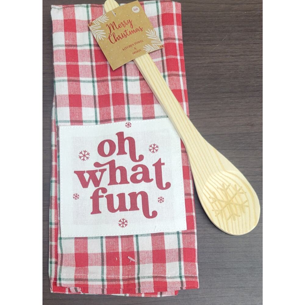 2pk Merry Christmas Kitchen Towel & Spoon (oh what fun)